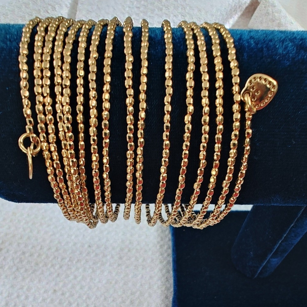 Wrap Bracelet Gold‎ Multi Strand Beaded Coil Heart Charm One Size Fits All